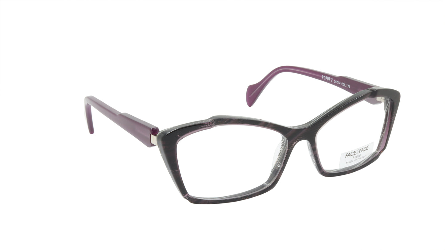 Face A Face Eyewear in Lace Purple and Cable Horn Cateye Shape