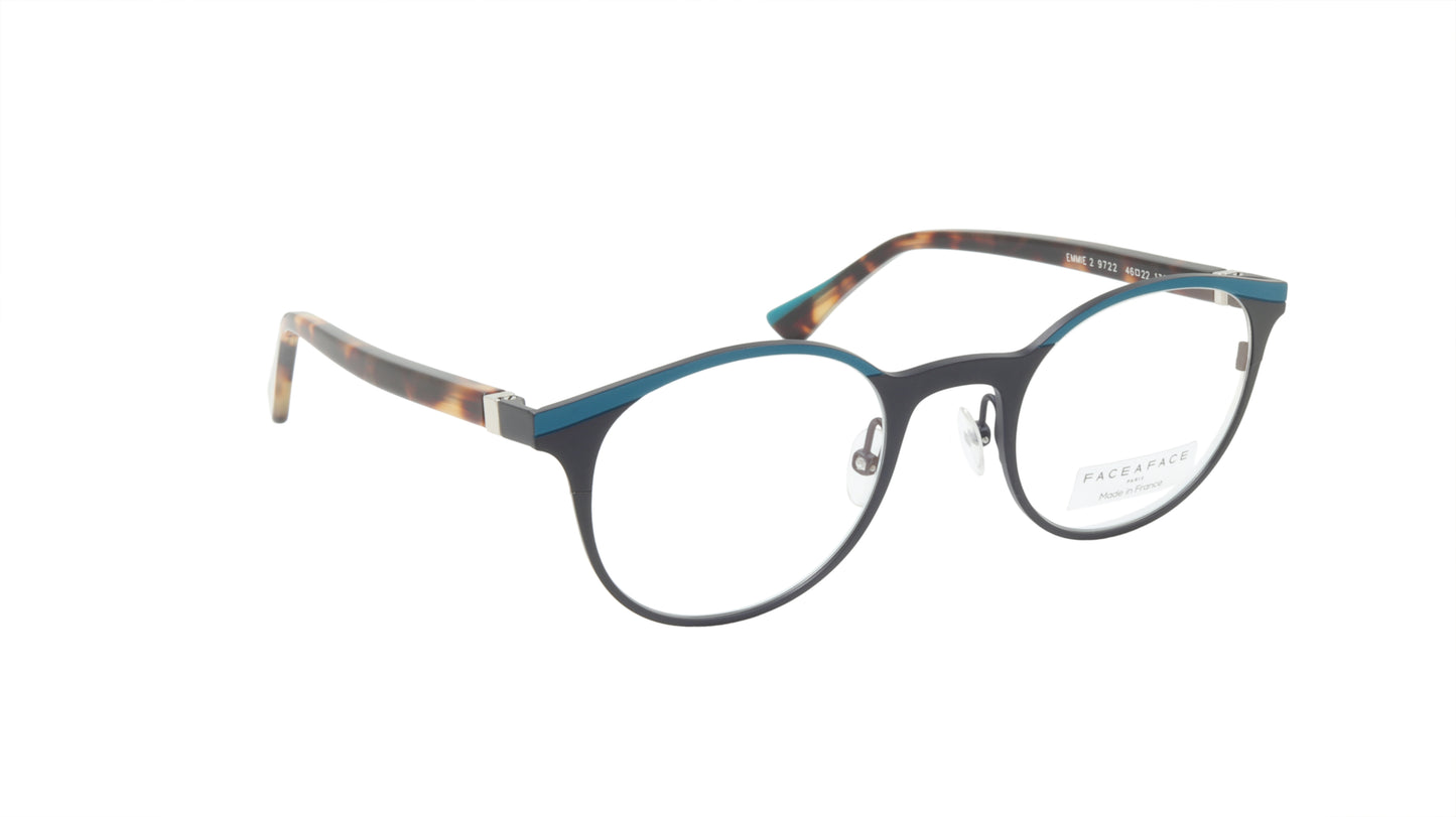 Face A Face Eyeglasses Frame EMMIE 2 Col. 9722 Acetate Metal Duck Blue Violet