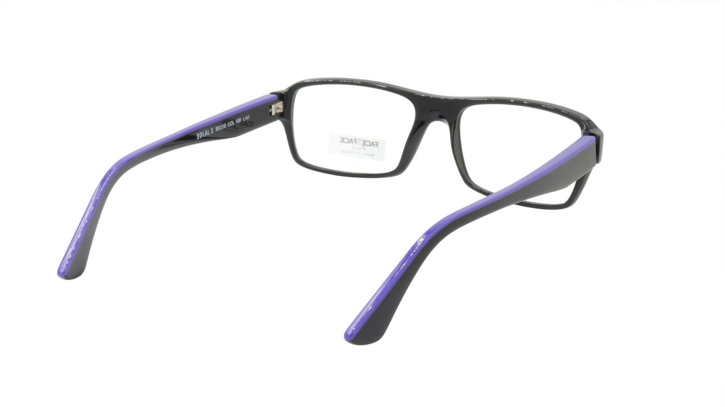 Face A Face Eyeglasses Frame SOLAL 3 Col. 100 Acetate Black Majorell Blue