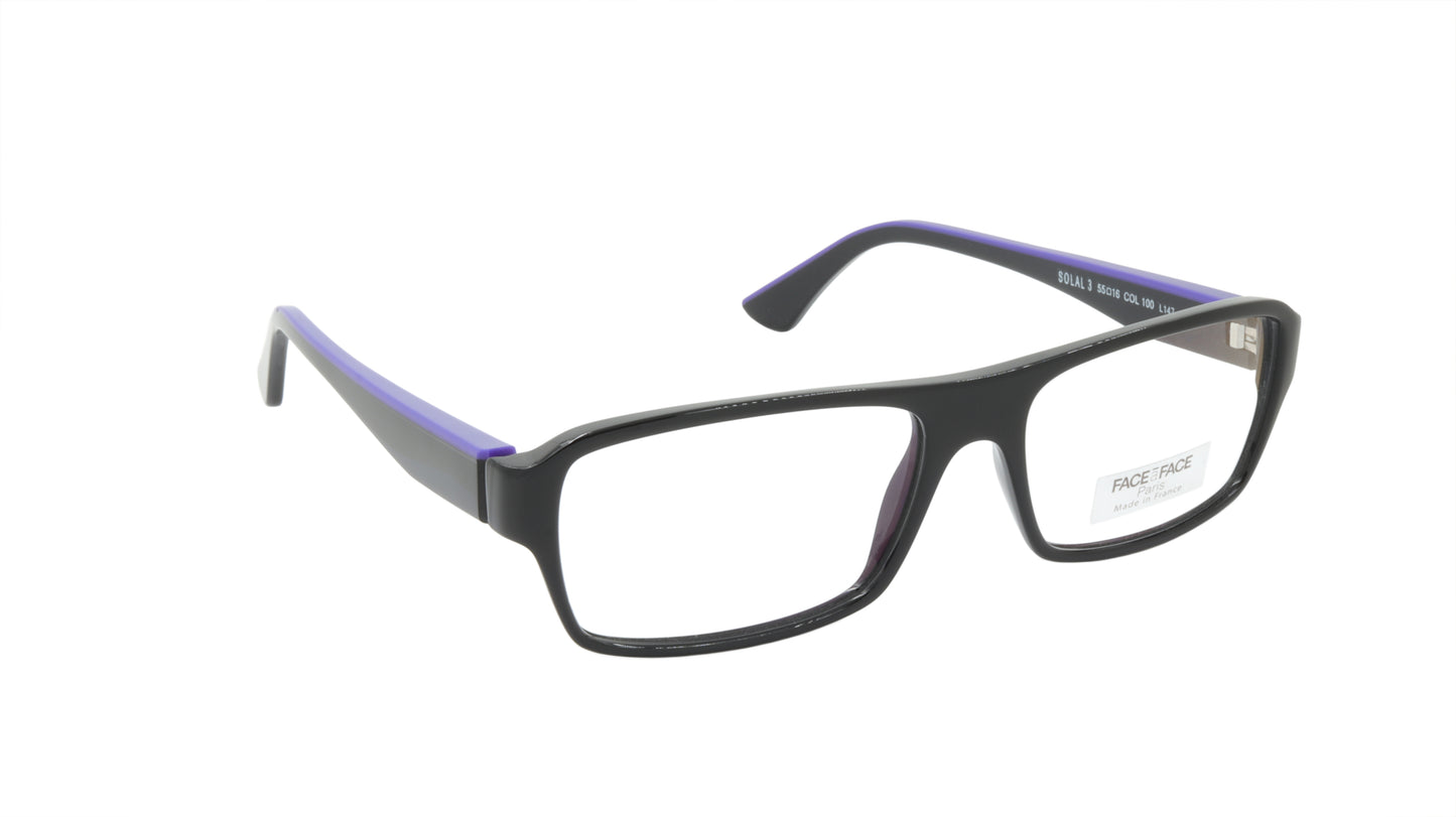 Face A Face Eyeglasses Frame SOLAL 3 Col. 100 Acetate Black Majorell Blue