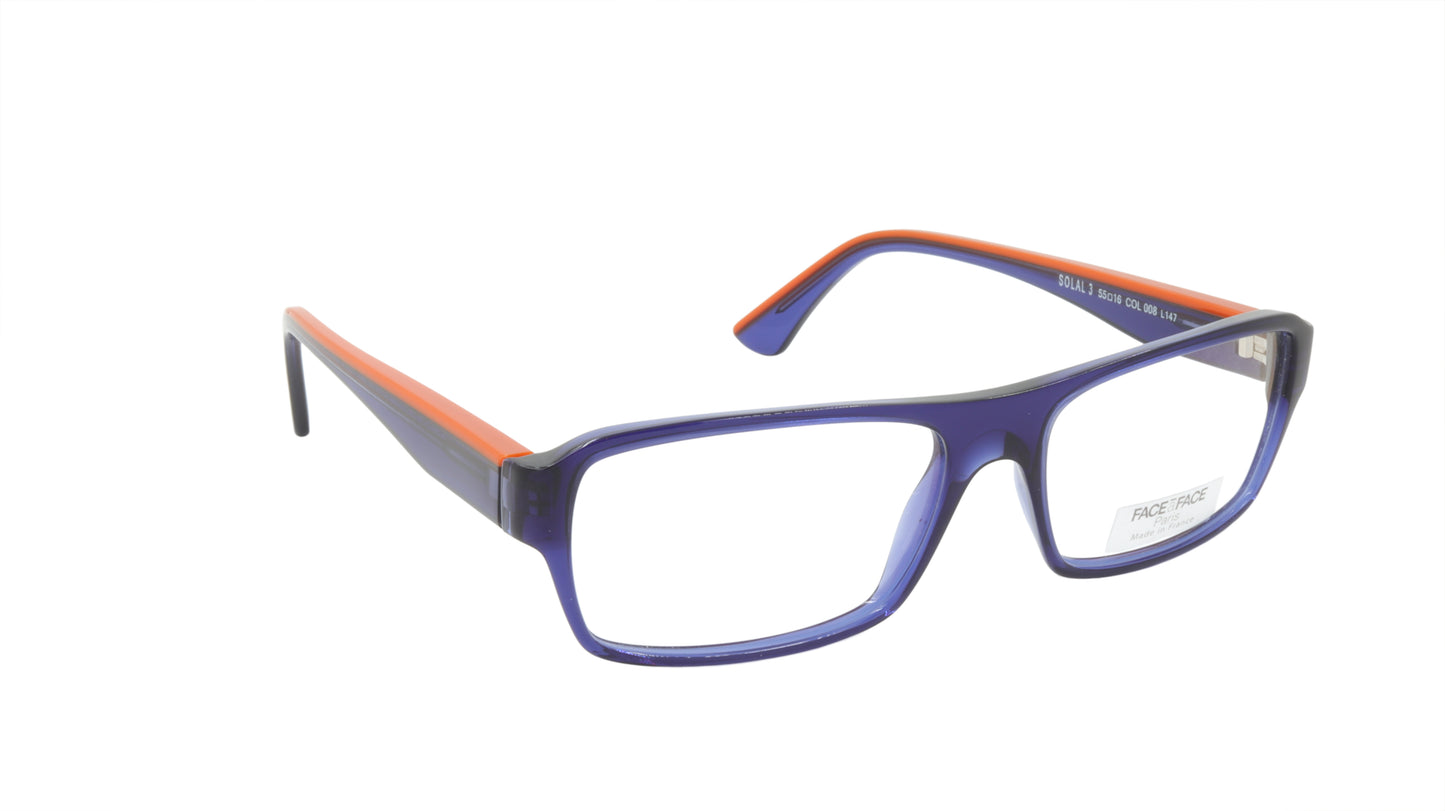 Face A Face Eyeglasses Frame SOLAL 3 Col. 008 Acetate Ink Blue Bright Orange