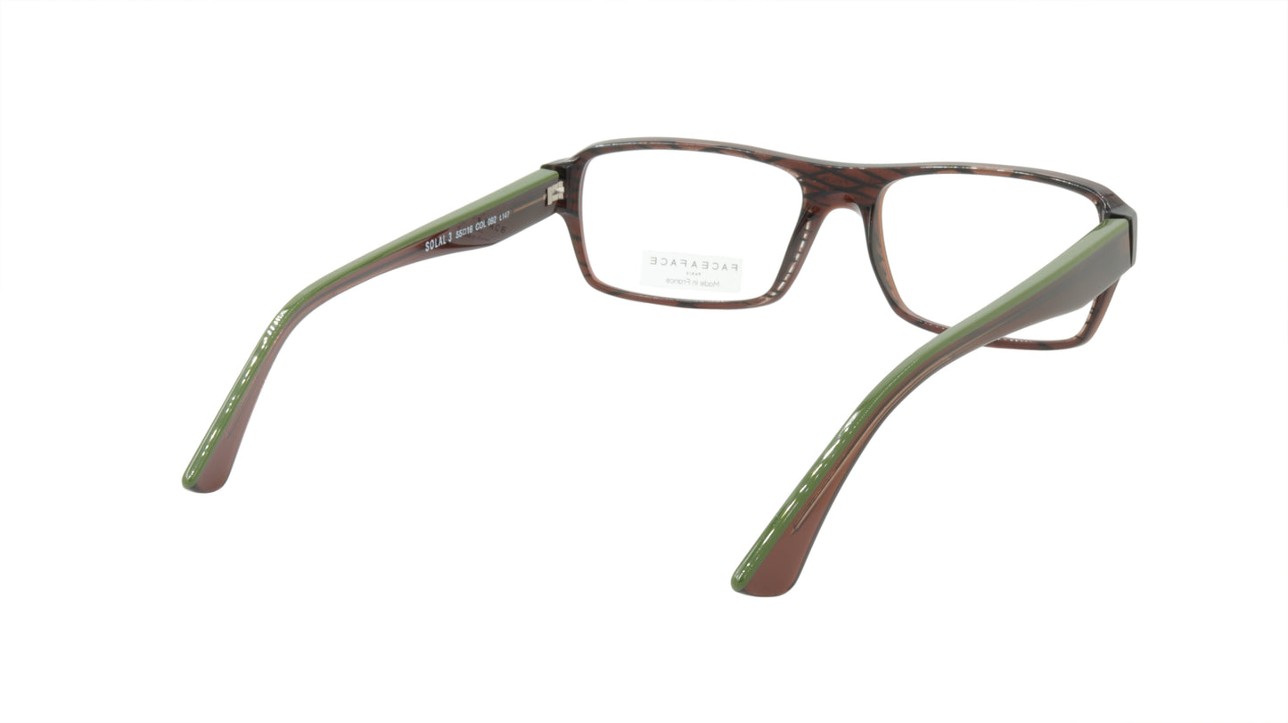 Face A Face Eyeglasses Frame SOLAL 3 Col. 092 Acetate Chestnut Brown Army Green
