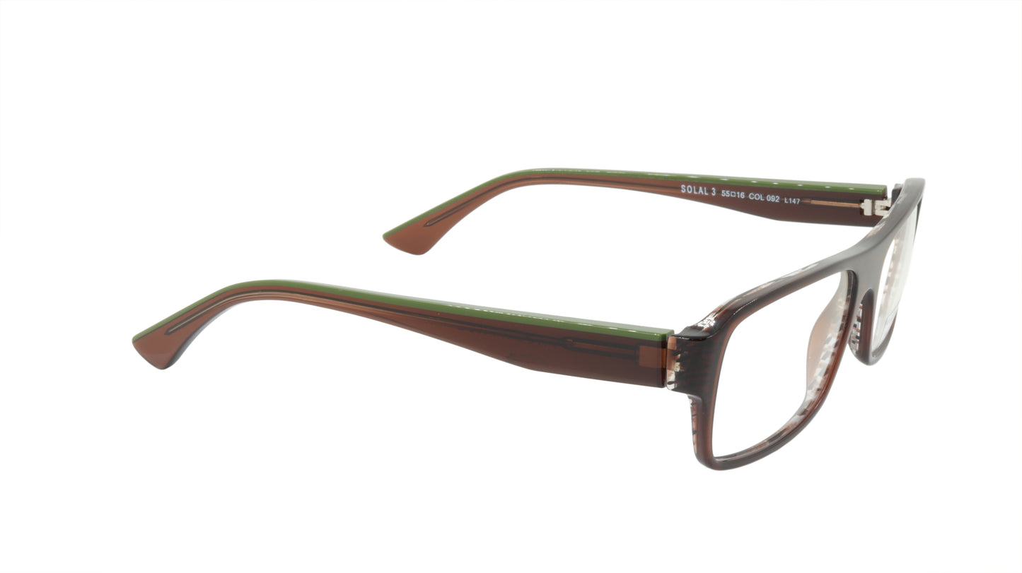Face A Face Eyeglasses Frame SOLAL 3 Col. 092 Acetate Chestnut Brown Army Green