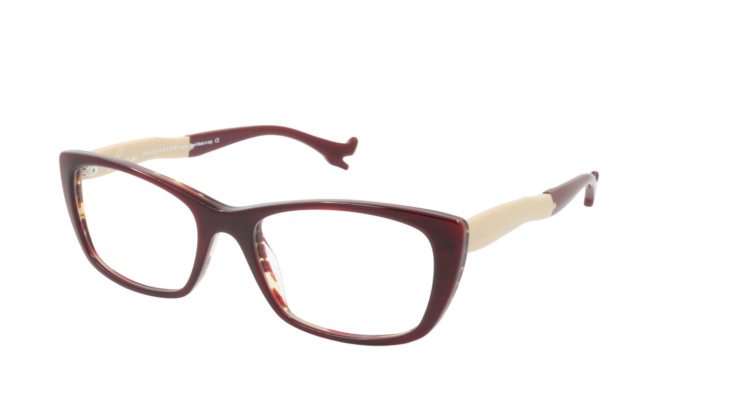 Face A Face Eyeglasses Frame BOCCA Sexy 2 Col. 214 Acetate Dark Red Yellow Flame