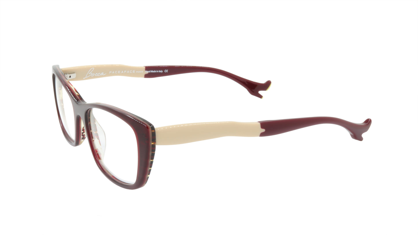 Face A Face Eyeglasses Frame BOCCA Sexy 2 Col. 214 Acetate Dark Red Yellow Flame
