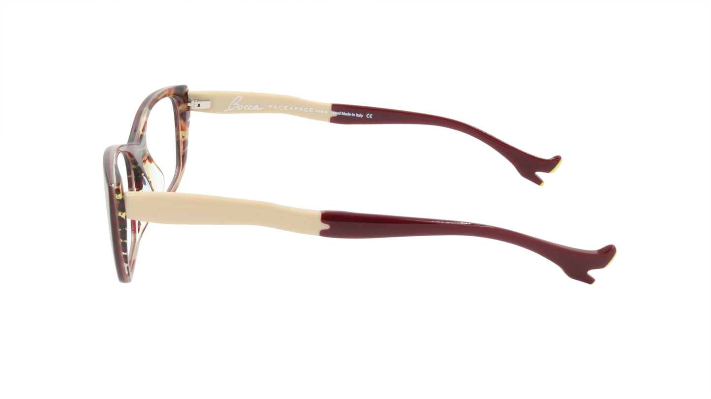 Face A Face Eyeglasses Frame BOCCA Sexy 2 Col. 214 Acetate Dark Red Yellow Flame