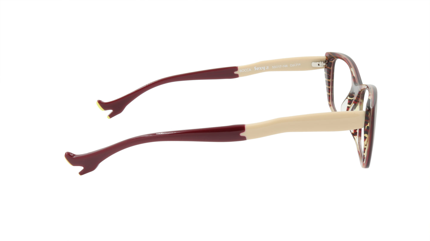 Face A Face Eyeglasses Frame BOCCA Sexy 2 Col. 214 Acetate Dark Red Yellow Flame