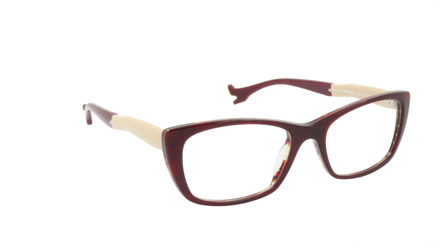 Face A Face Eyeglasses Frame BOCCA Sexy 2 Col. 214 Acetate Dark Red Yellow Flame