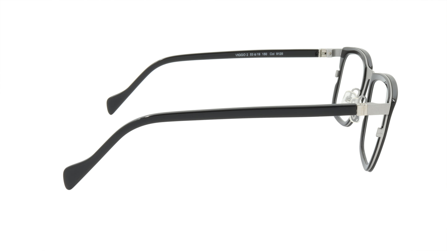 Face A Face Eyeglasses Frame VIGGO 2 Col. 9128 Acetate Metal Aluminum Grey Black