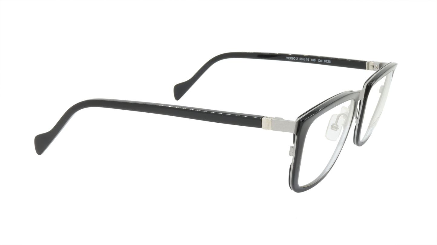 Face A Face Eyeglasses Frame VIGGO 2 Col. 9128 Acetate Metal Aluminum Grey Black
