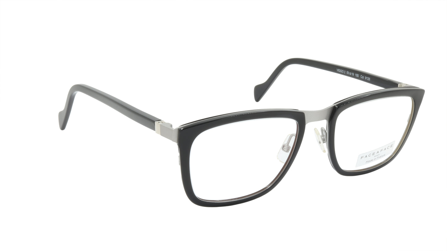Face A Face Eyeglasses Frame VIGGO 2 Col. 9128 Acetate Metal Aluminum Grey Black