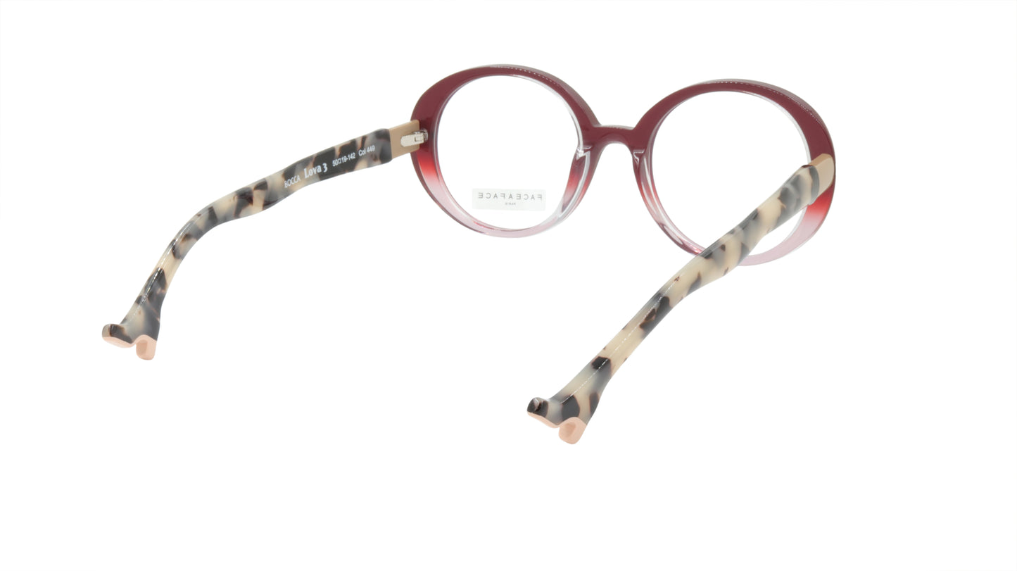 Face A Face Eyeglasses Frame BOCCA LOVA 3 Col. 449 Acetate Burgundy Crystal Camo