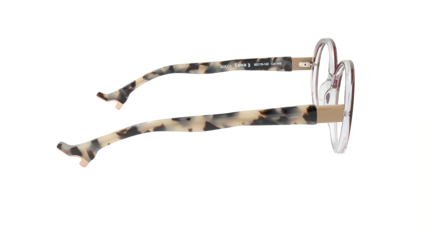 Face A Face Eyeglasses Frame BOCCA LOVA 3 Col. 449 Acetate Burgundy Crystal Camo