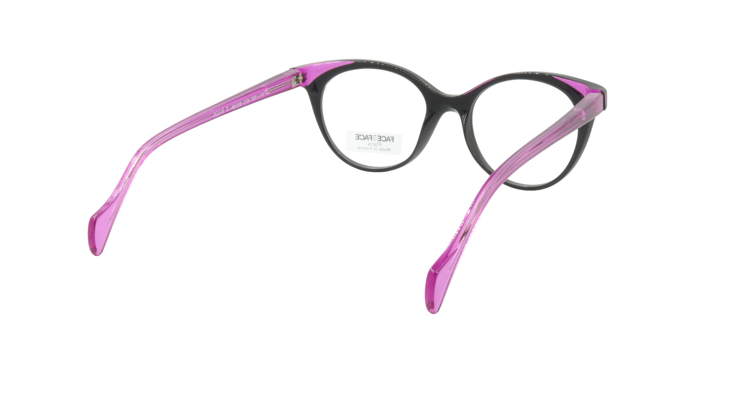 Face A Face Eyeglasses Frame JODIE 2 Col. 100 Acetate Matte Black Electric Viole