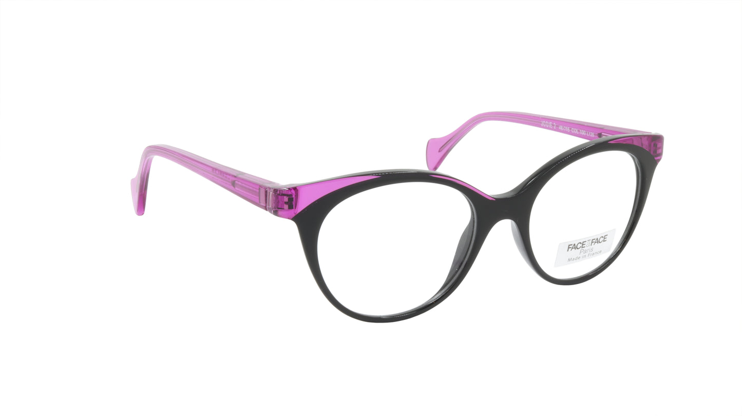 Face A Face Eyeglasses Frame JODIE 2 Col. 100 Acetate Matte Black Electric Viole