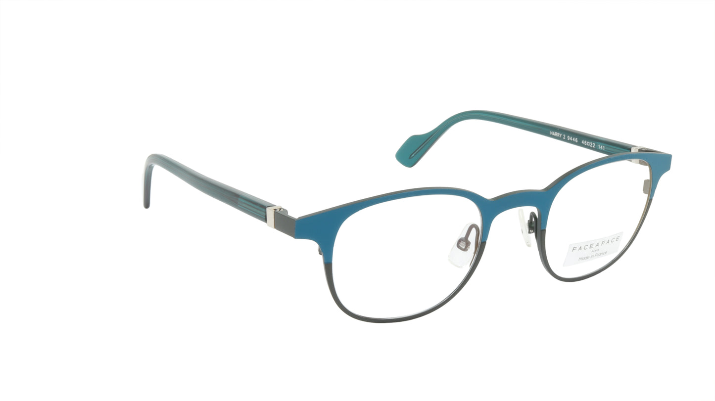 Face A Face Eyeglasses Frame HARRY 2 Col. 9446 Acetate Metal Duck Blue Dark Gree