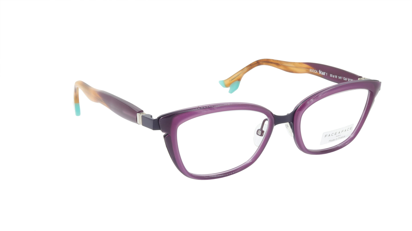 Face A Face Eyeglasses Frame BOCCA STAR 1 Col. 9130 Acetate Dark Violet Dark Plu