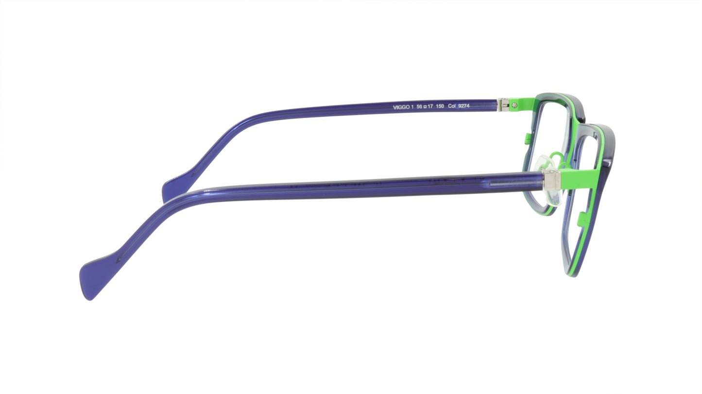 Face A Face Eyeglasses Frame VIGGO 1 Col. 9274 Acetate Metal Fluo Green Ink Blue