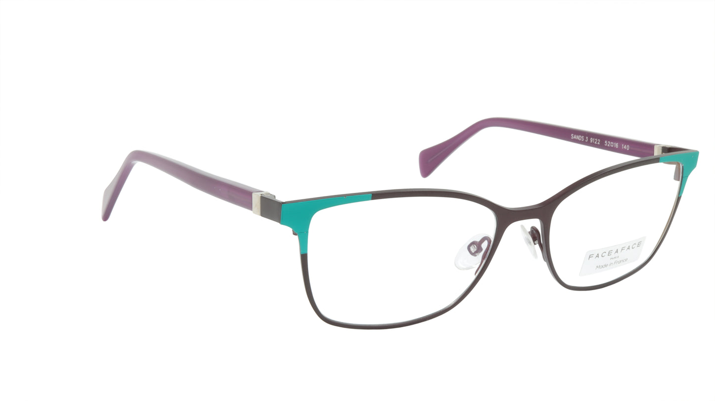 Face A Face Eyeglasses Frame SANDS 3 Col. 9122 Acetate Metal Dark Aubergine Gree