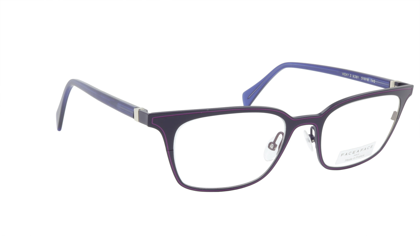 Face A Face Eyeglasses Frame VICKY 3 Col. 9381 Acetate Metal Dark Violet Light