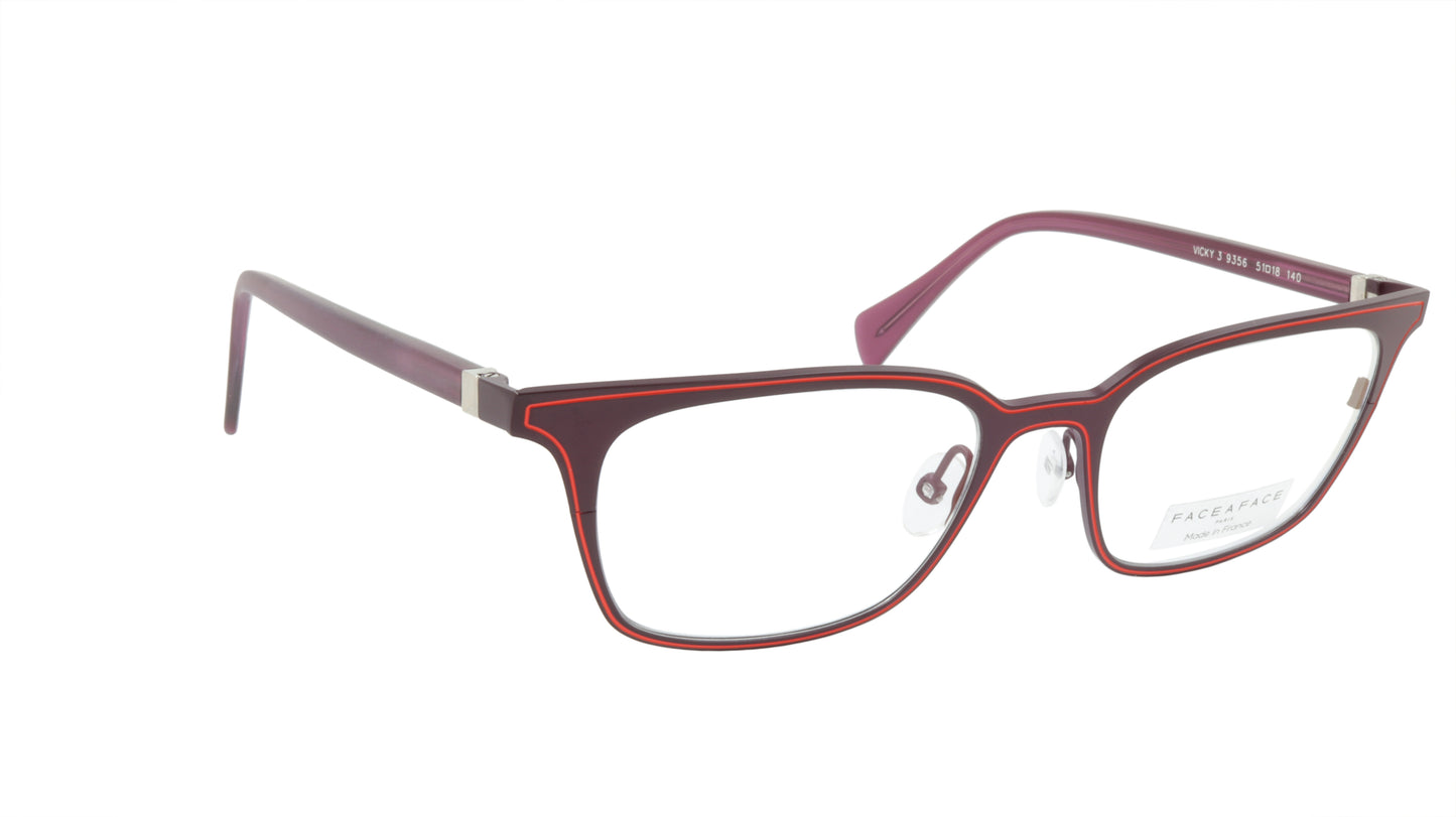 Face A Face Eyeglasses Frame VICKY 3 Col. 9356 Acetate Metal Matte Velvet Auberg