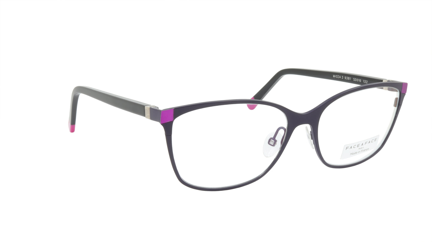 Face A Face Eyeglasses Frame MICCA 3 Col. 9381 Acetate Metal Dark Violet Light