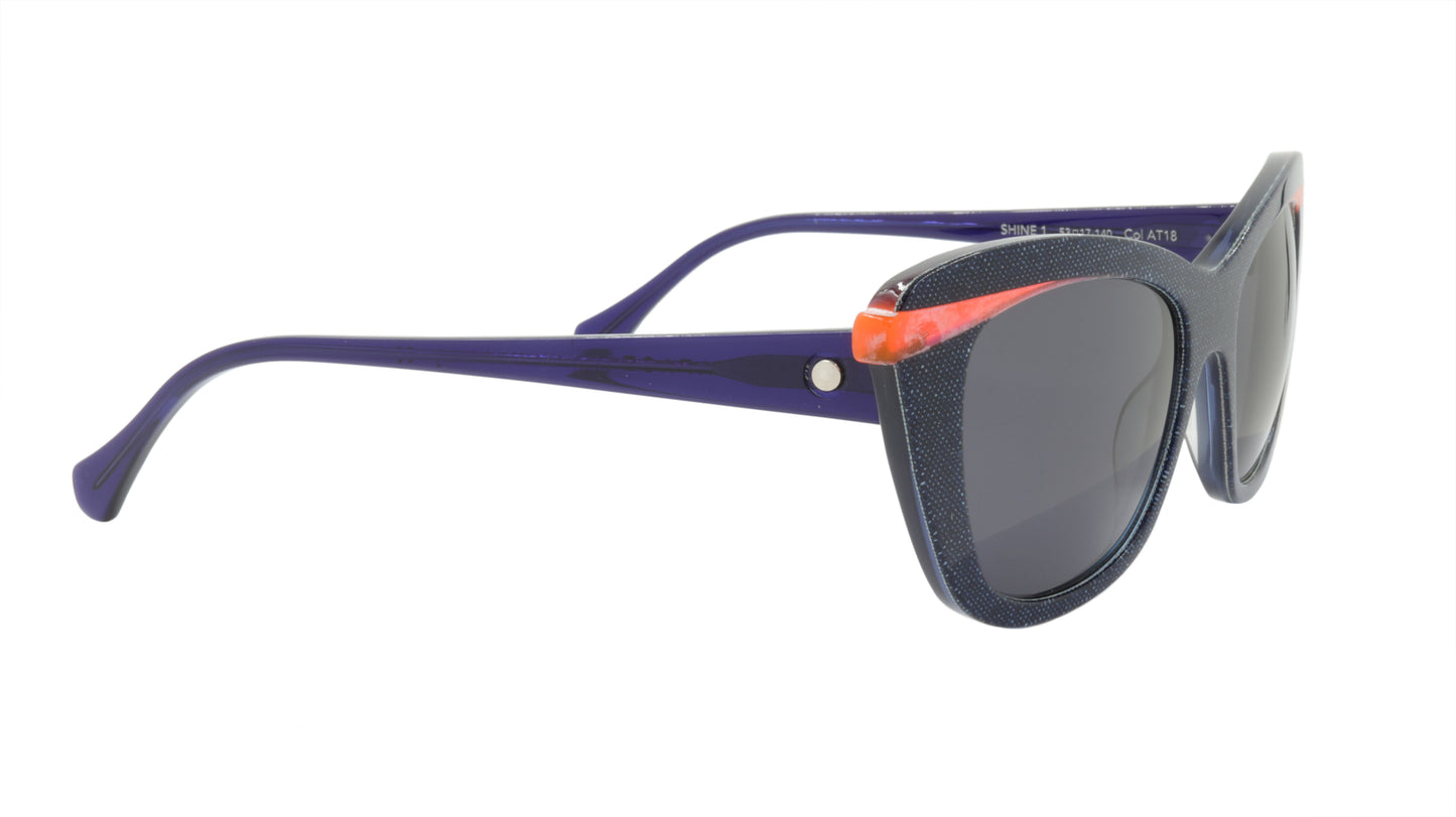 Face A Face Sunglasses Frame SHINE 1 Col. AT18 Acetate Fabric Jean Crystal Orang