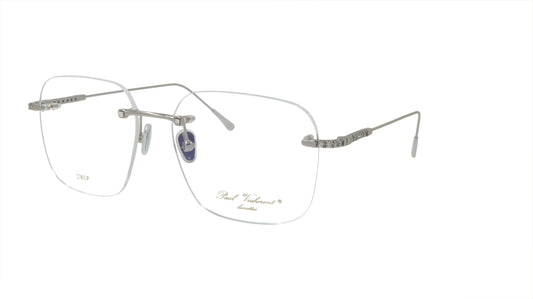 Paul Vosheront Soft Rectangle Silver Eyeglasses with Swarovski Crystals