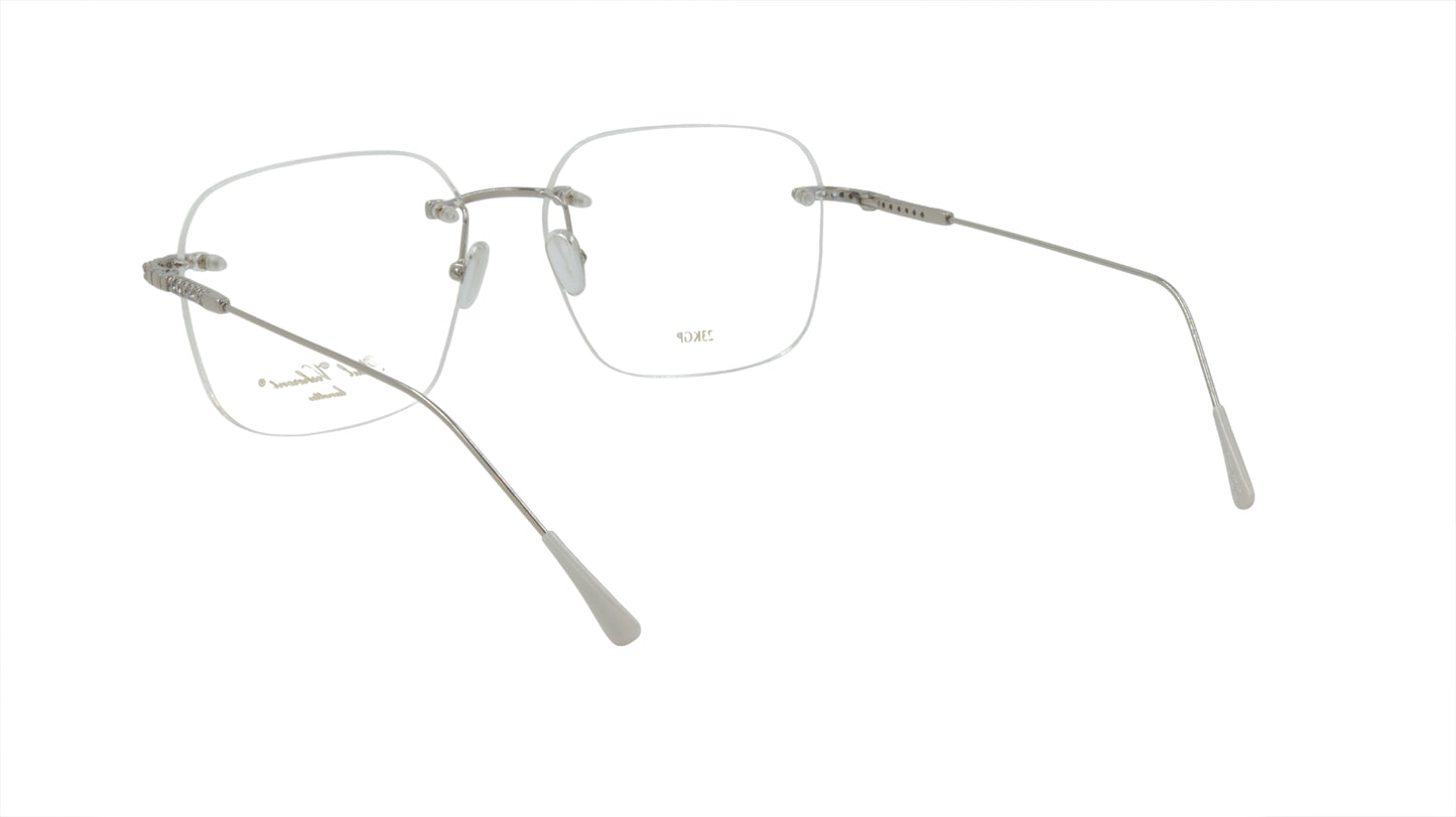 Paul Vosheront Soft Rectangle Silver Eyeglasses with Swarovski Crystals