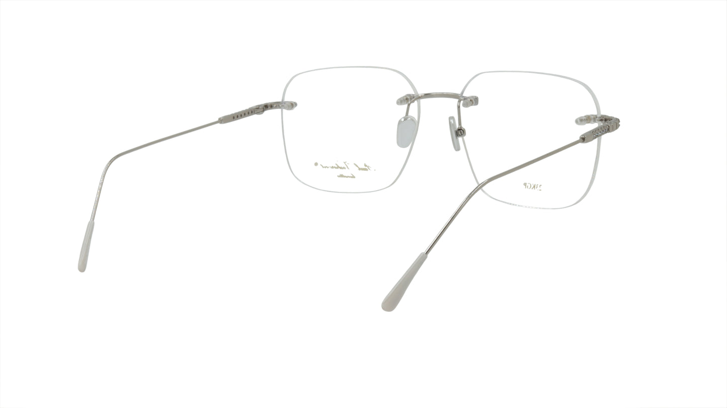 Paul Vosheront Soft Rectangle Silver Eyeglasses with Swarovski Crystals