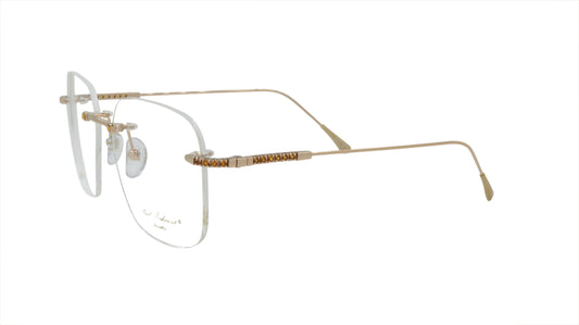 Paul Vosheront Soft Rectangle Gold Plated Designer Eyewear with Smoky Gems