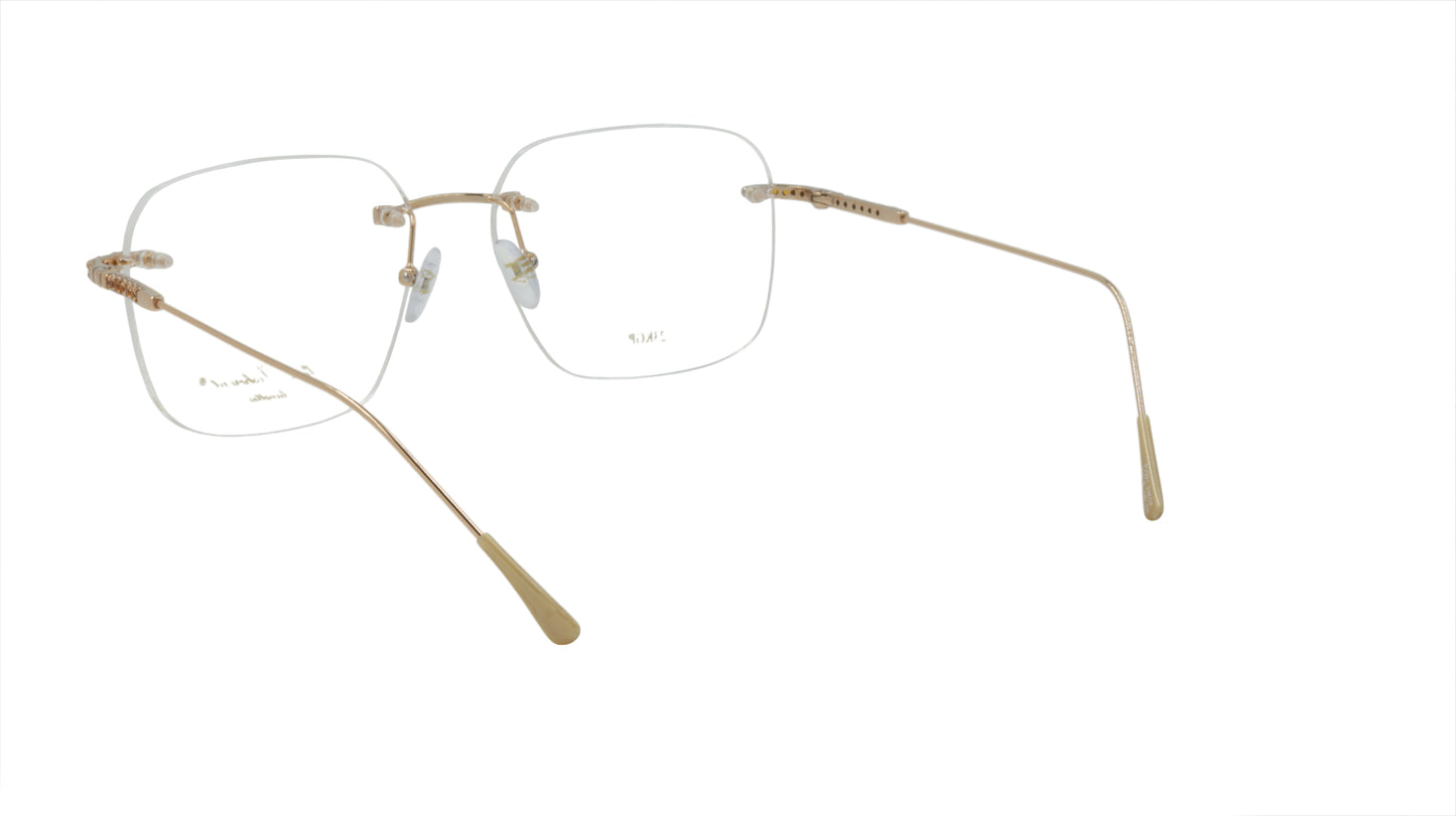 Paul Vosheront Soft Rectangle Gold Plated Designer Eyewear with Smoky Gems