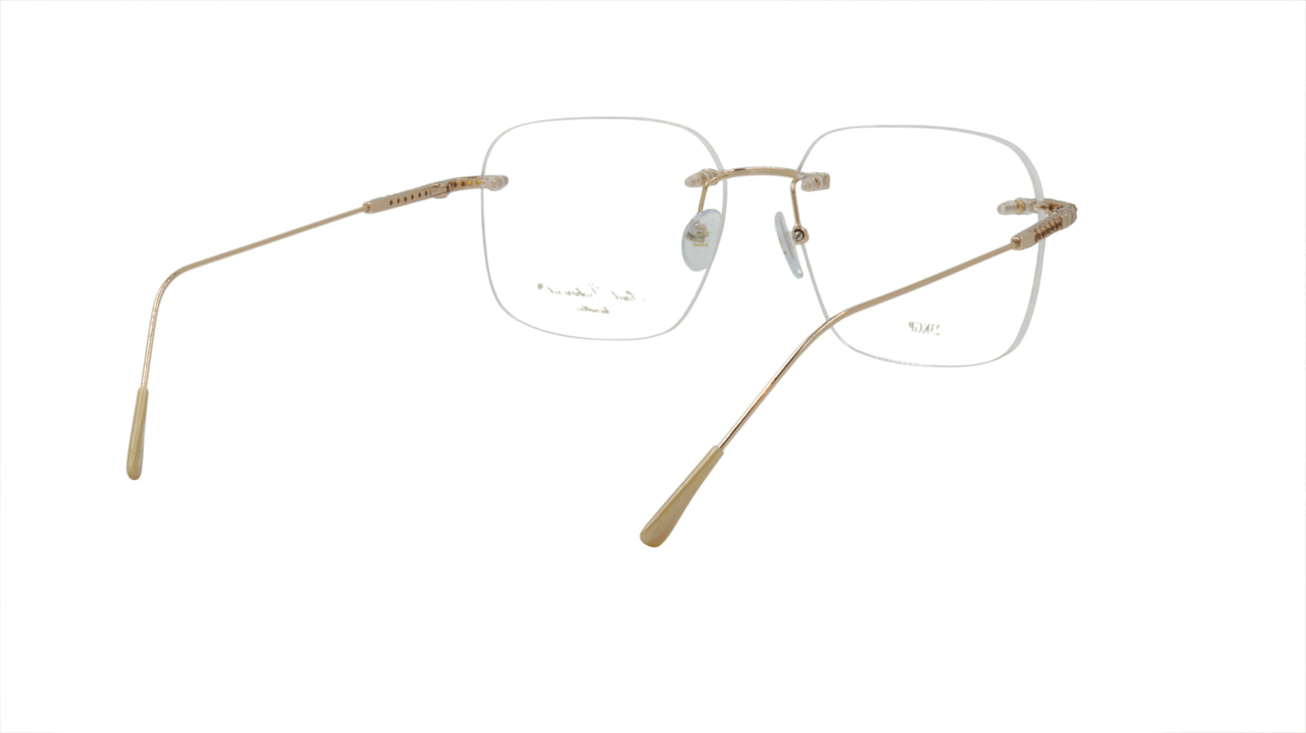 Paul Vosheront Soft Rectangle Gold Plated Designer Eyewear with Smoky Gems