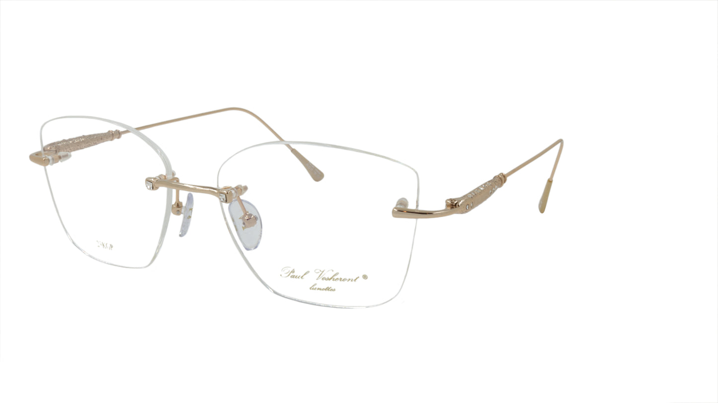 Paul Vosheront Soft Rectangle Gold Metal Optical Eyeframe