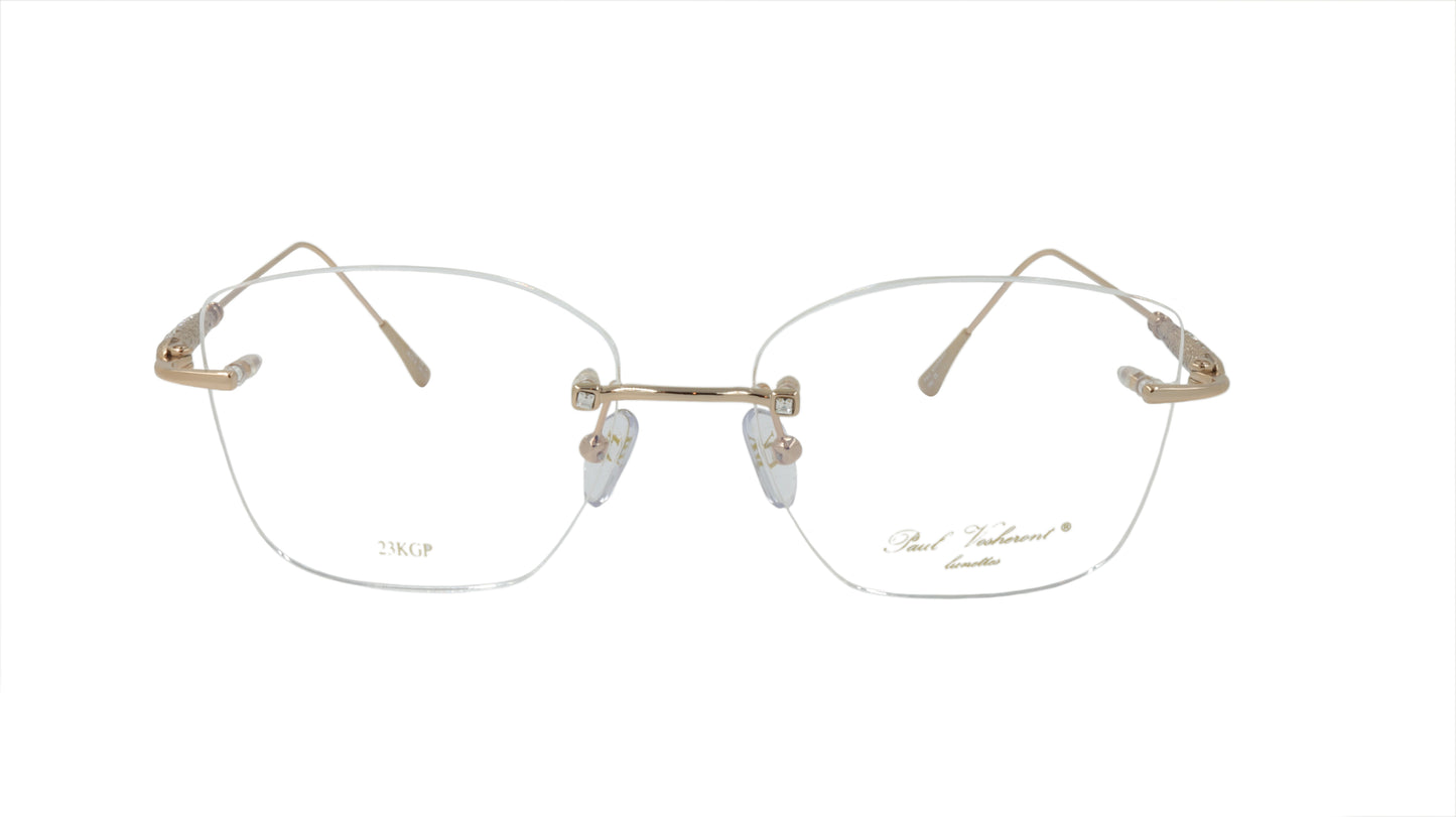 Paul Vosheront Soft Rectangle Gold Metal Optical Eyeframe