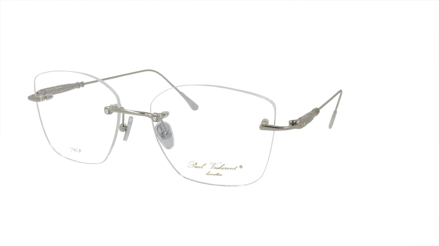 Paul Vosheront Eyeglasses Frame Silver Metal Acetate Gems Italy PV390 C3