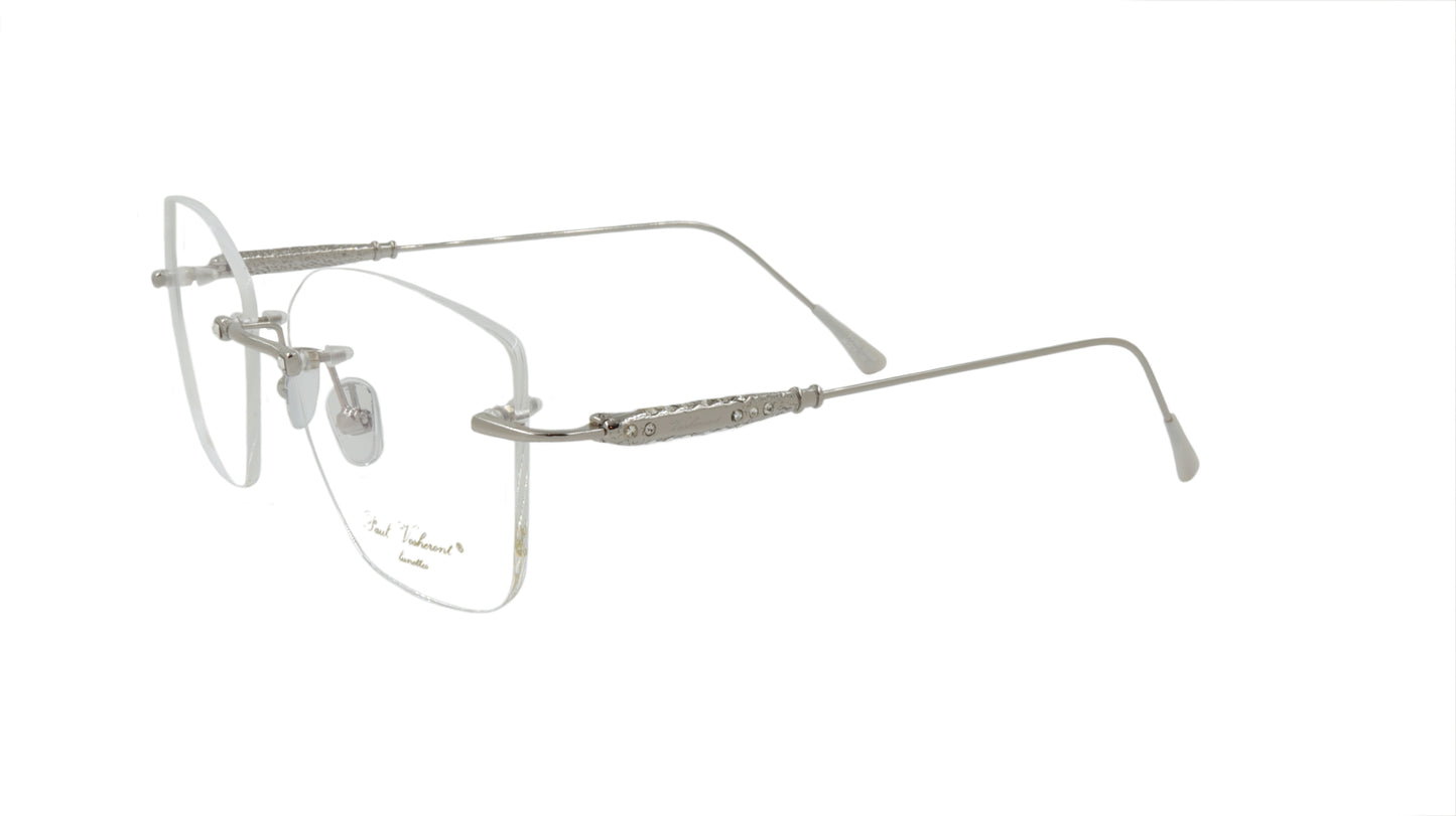 Paul Vosheront Eyeglasses Frame Silver Metal Acetate Gems Italy PV390 C3