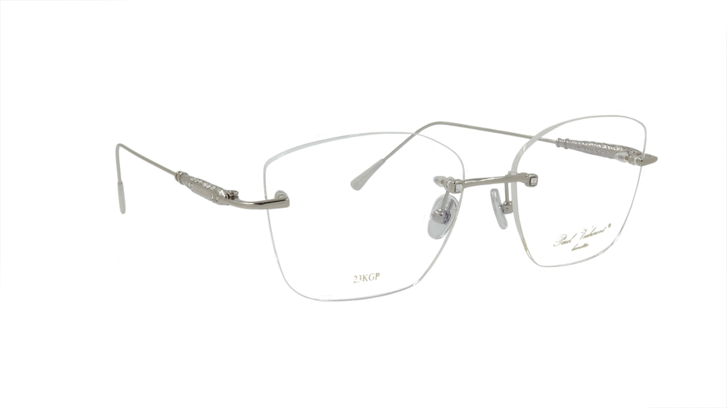Paul Vosheront Eyeglasses Frame Silver Metal Acetate Gems Italy PV390 C3