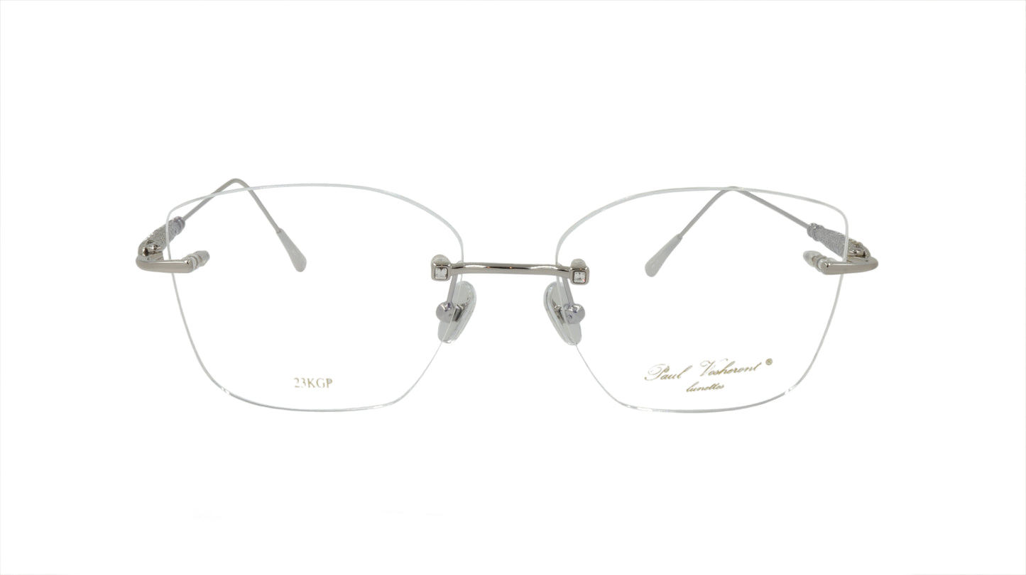 Paul Vosheront Eyeglasses Frame Silver Metal Acetate Gems Italy PV390 C3
