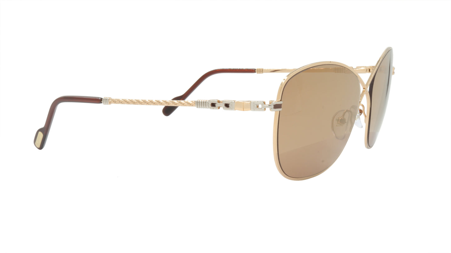 Paul Vosheront Sunglasses Gold Plated Metal Acetate Mirror Italy PV394S C1