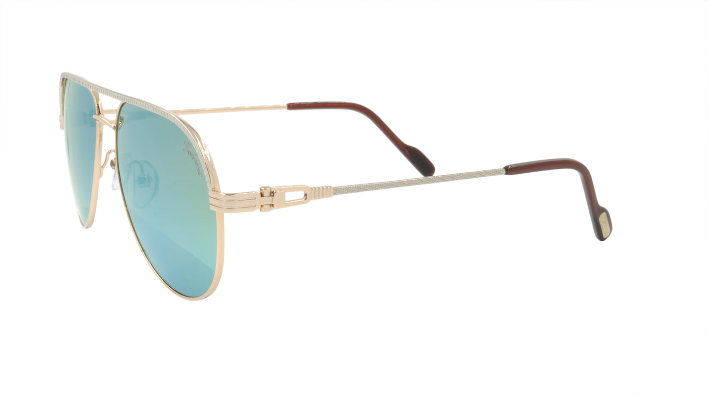 Paul Vosheront Sunglasses Gold Plated Metal Acetate Mirror Italy PV395S C1