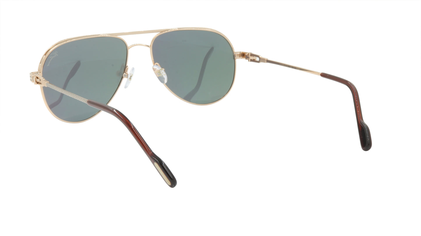 Paul Vosheront Sunglasses Gold Plated Metal Acetate Mirror Italy PV395S C1
