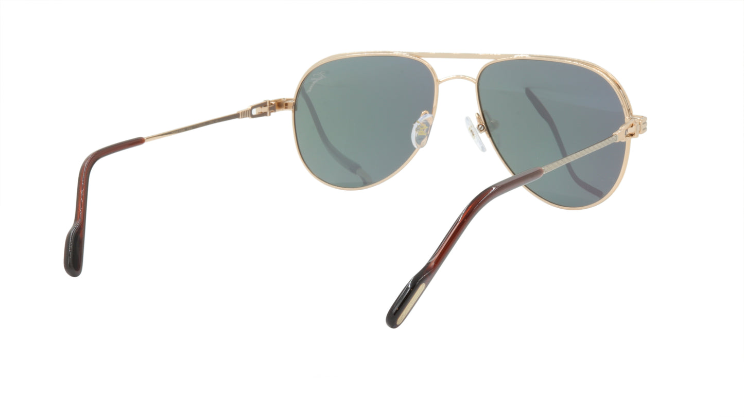 Paul Vosheront Sunglasses Gold Plated Metal Acetate Mirror Italy PV395S C1