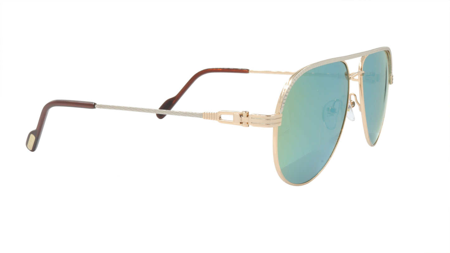 Paul Vosheront Sunglasses Gold Plated Metal Acetate Mirror Italy PV395S C1