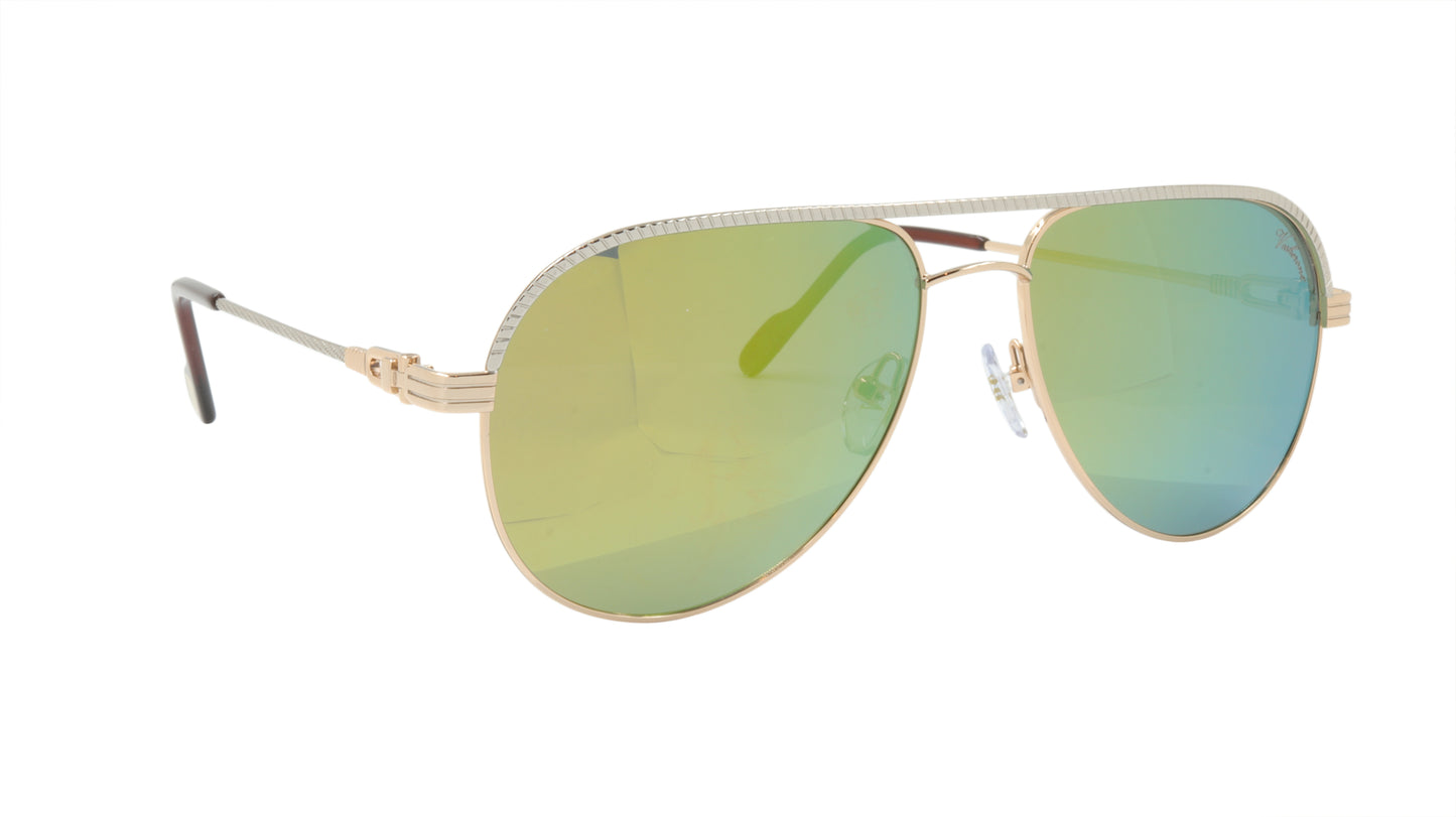 Paul Vosheront Sunglasses Gold Plated Metal Acetate Mirror Italy PV395S C1