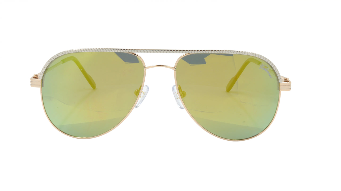 Paul Vosheront Sunglasses Gold Plated Metal Acetate Mirror Italy PV395S C1