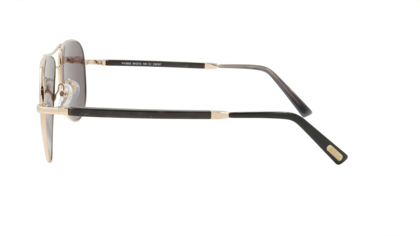 Paul Vosheront Sunglasses Gold Plated Metal Horn Acetate Mirror Italy PV392S C1