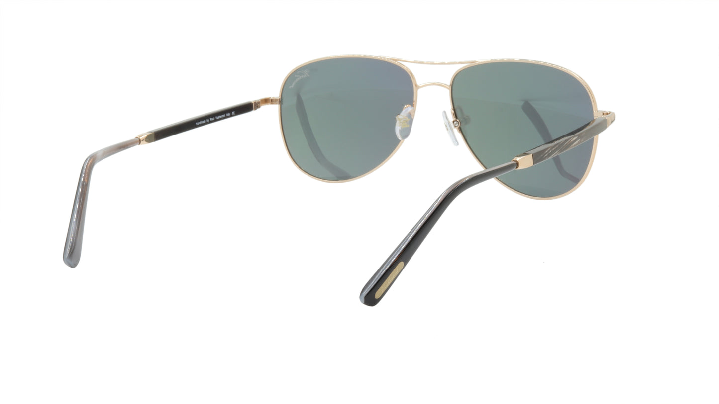 Paul Vosheront Sunglasses Gold Plated Metal Horn Acetate Mirror Italy PV392S C1