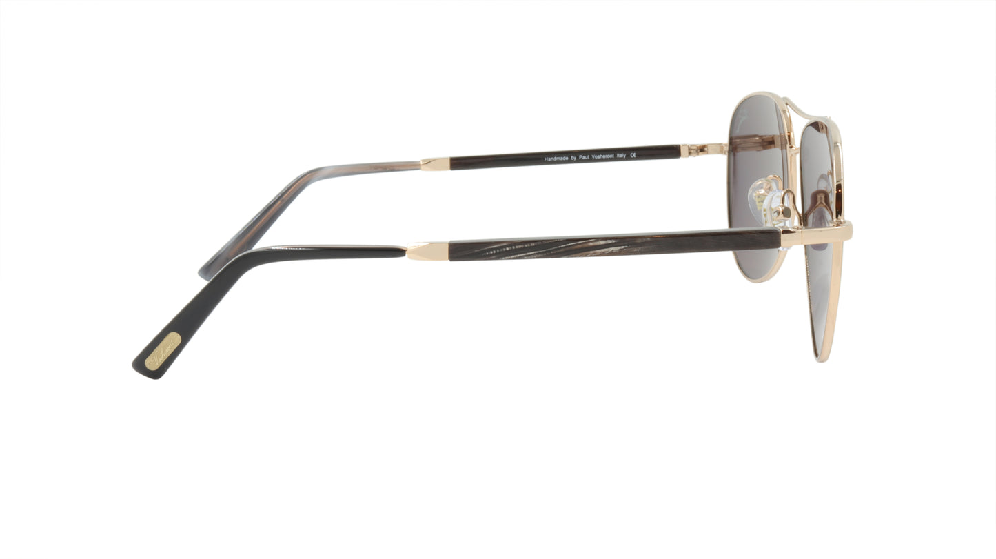 Paul Vosheront Sunglasses Gold Plated Metal Horn Acetate Mirror Italy PV392S C1