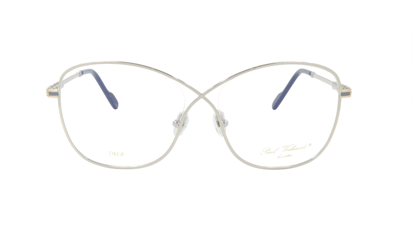 Paul Vosheront Criss Cross Silver Acetate Optical Frame PV394 C2